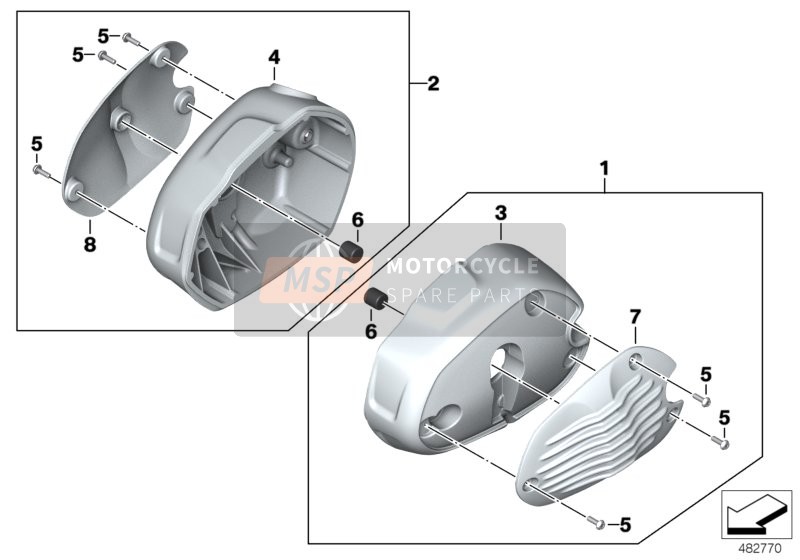 BMW R nineT 16 (0J01, 0J03) 2017 Zylinderkopfhaube "2V" für ein 2017 BMW R nineT 16 (0J01, 0J03)