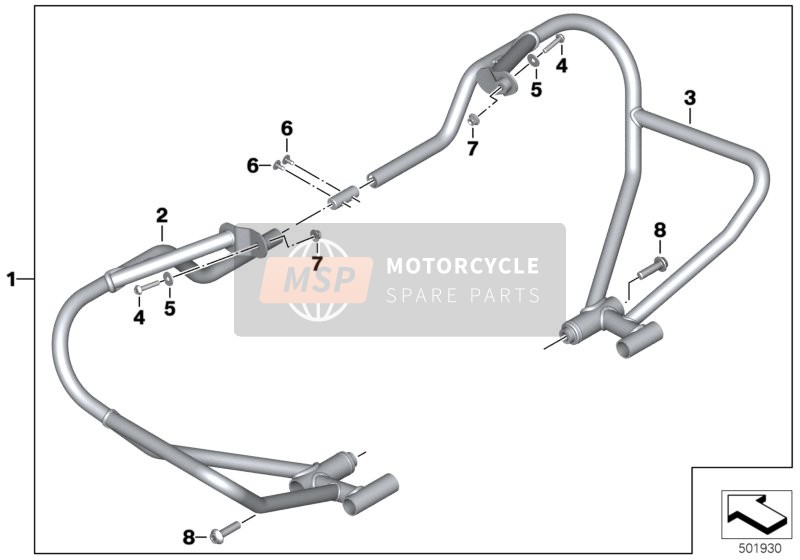 BMW R nineT 16 (0J01, 0J03) 2015 Motorbeveiligingsbeugel  voor een 2015 BMW R nineT 16 (0J01, 0J03)