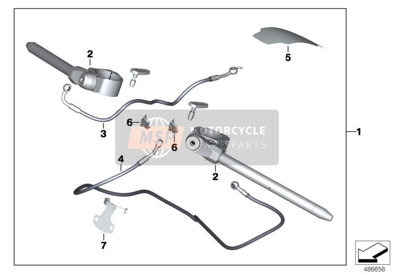 BMW R nineT 16 (0J01, 0J03) 2015 Jeu guidon bracelet réglable pour un 2015 BMW R nineT 16 (0J01, 0J03)