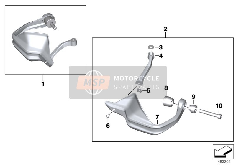 BMW R nineT 16 (0J01, 0J03) 2015 HAND PROTECTOR for a 2015 BMW R nineT 16 (0J01, 0J03)