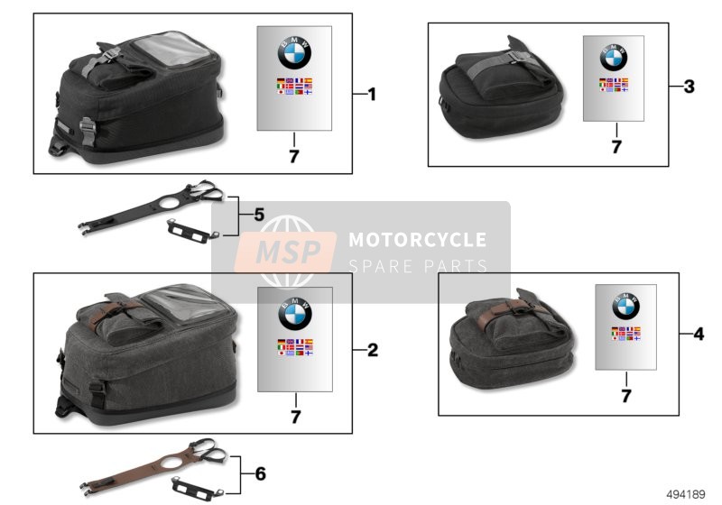 BMW R nineT 16 (0J01, 0J03) 2015 Tasche für Tankoberseite für ein 2015 BMW R nineT 16 (0J01, 0J03)