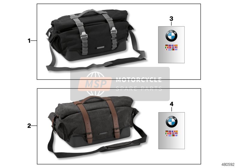 BMW R nineT 16 (0J01, 0J03) 2015 Pochette arrière pour un 2015 BMW R nineT 16 (0J01, 0J03)