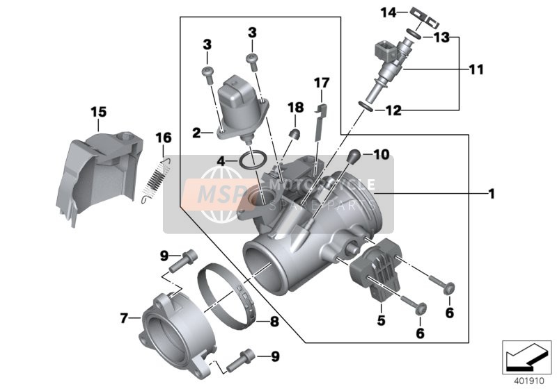 BMW R nineT 16 (0J01, 0J03) 2015 THROTTLE HOUSING ASSY for a 2015 BMW R nineT 16 (0J01, 0J03)