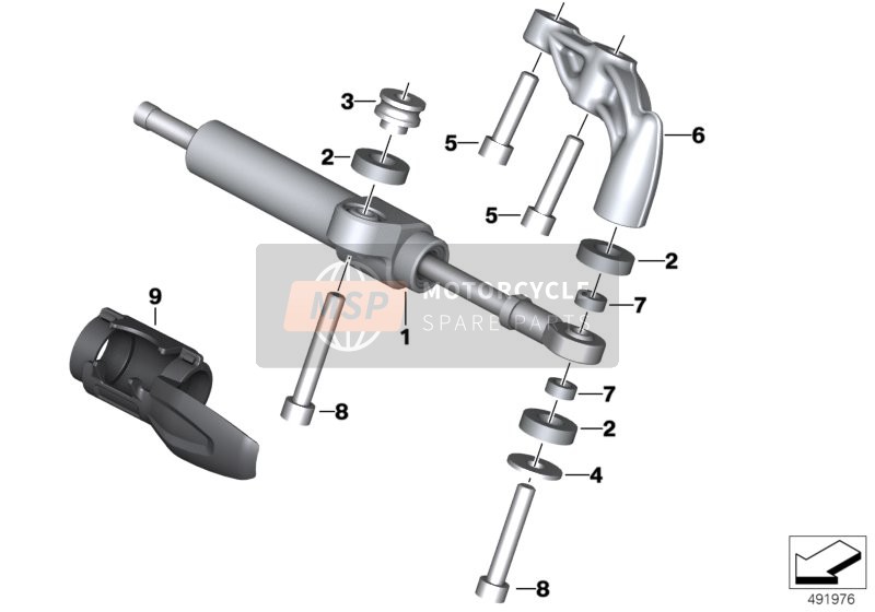 BMW R nineT 16 (0J01, 0J03) 2015 Stuurdemping 1 voor een 2015 BMW R nineT 16 (0J01, 0J03)