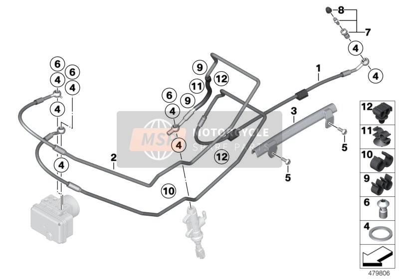 BMW R nineT 16 (0J01, 0J03) 2015 Brake lines, rear for a 2015 BMW R nineT 16 (0J01, 0J03)