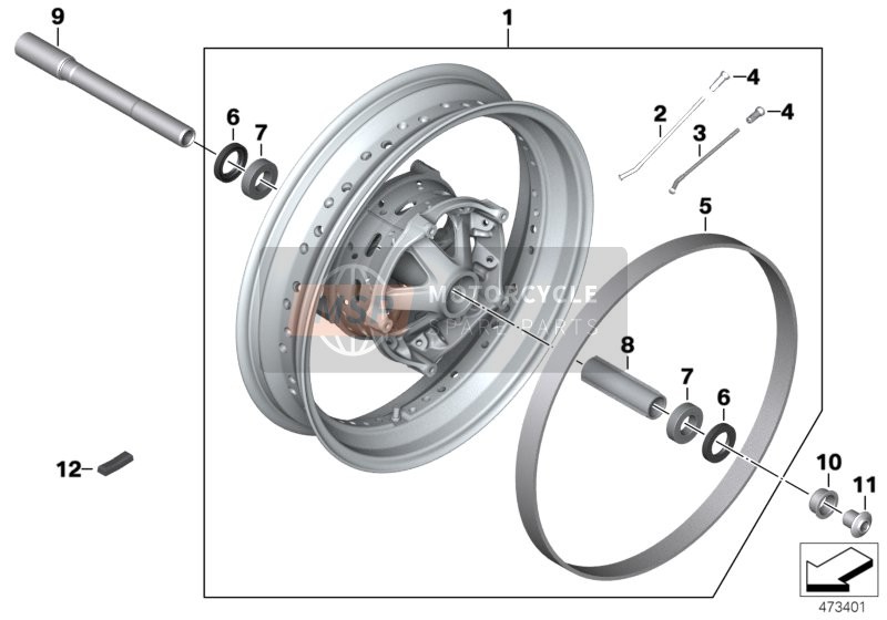 BMW R nineT Pure (0J11, 0J13) 2019 Roue à rayons avant 2 pour un 2019 BMW R nineT Pure (0J11, 0J13)