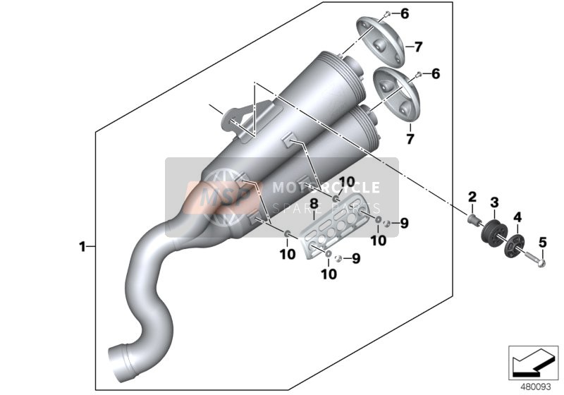 BMW R nineT Racer (0J21, 0J23) 2017 Achtermuffler 2 voor een 2017 BMW R nineT Racer (0J21, 0J23)