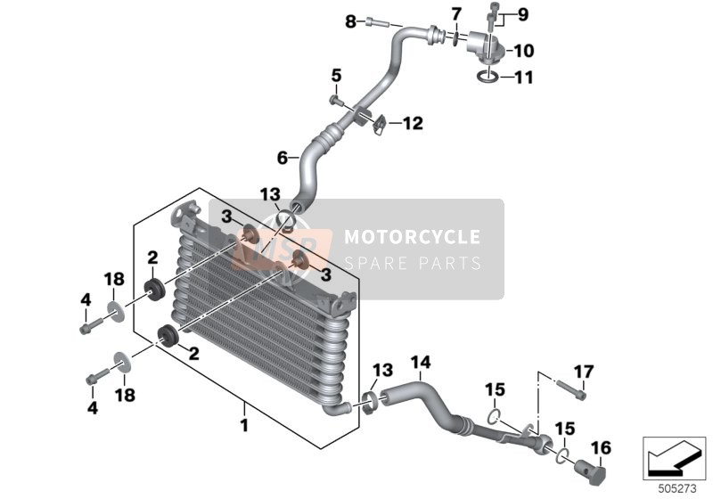 BMW R nineT Racer (0J21, 0J23) 2018 ÖLKÜHLER für ein 2018 BMW R nineT Racer (0J21, 0J23)