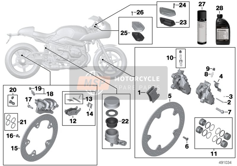 BMW R nineT Racer (0J21, 0J23) 2017 Servicio de frenos para un 2017 BMW R nineT Racer (0J21, 0J23)