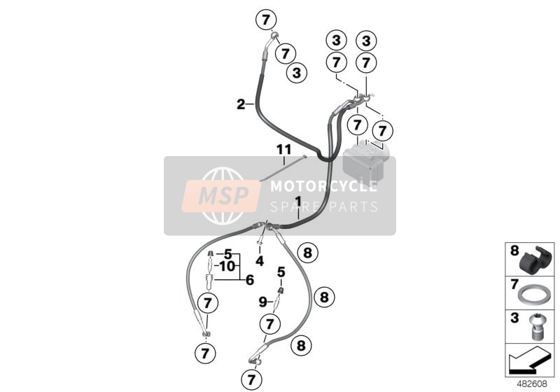 34328558767, Brake Line For Front Brake Circuit, BMW, 0