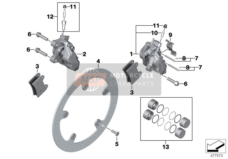 BMW R nineT Scrambler (0J31, 0J33) 2015 FRONT WHEEL BRAKE for a 2015 BMW R nineT Scrambler (0J31, 0J33)