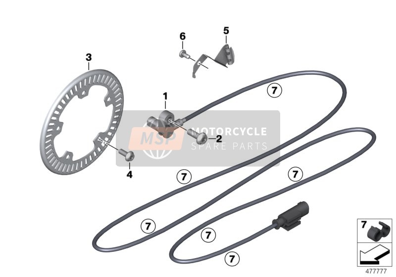 BMW R nineT Scrambler (0J31, 0J33) 2016 Sensore di velocità della ruota anteriore per un 2016 BMW R nineT Scrambler (0J31, 0J33)