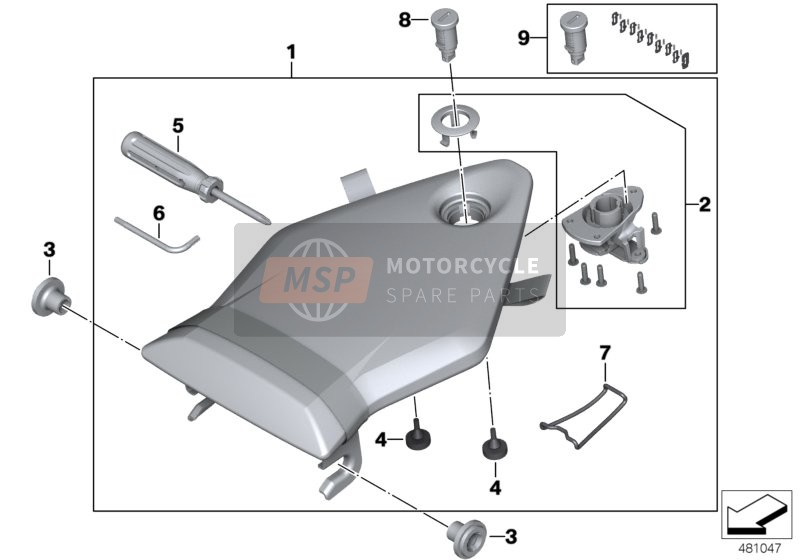 BMW S 1000 R (0D02, 0D12) 2015 Panchina-parte posteriore per un 2015 BMW S 1000 R (0D02, 0D12)