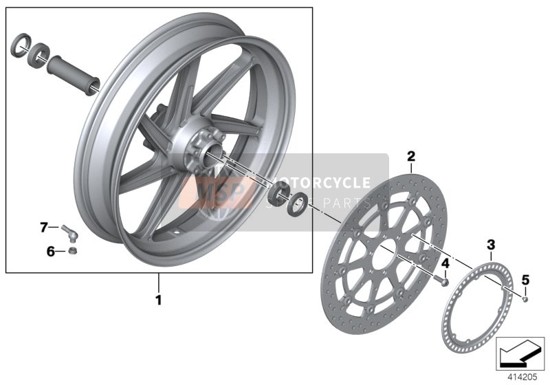 BMW S 1000 R (0D02, 0D12) 2014 FORGED WHEEL, FRONT for a 2014 BMW S 1000 R (0D02, 0D12)