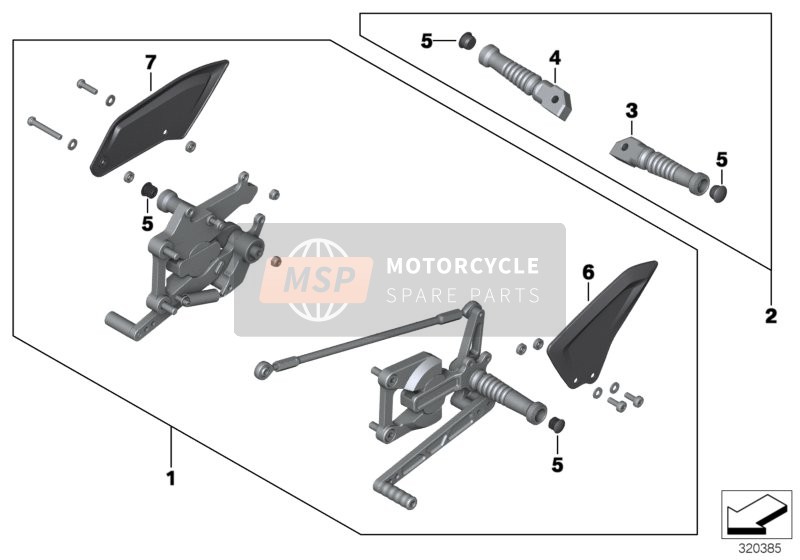 BMW S 1000 R (0D02, 0D12) 2013 Système de repose-pieds HP pour un 2013 BMW S 1000 R (0D02, 0D12)