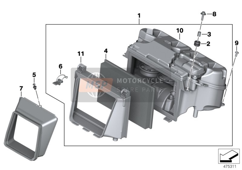 BMW S 1000 R (0D02, 0D12) 2015 Impianto rumorosità aspirazione per un 2015 BMW S 1000 R (0D02, 0D12)