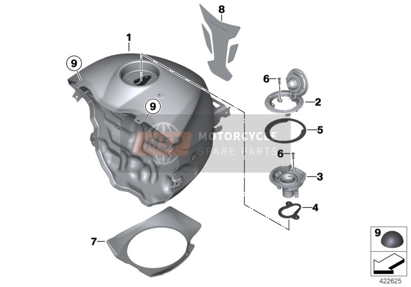 BMW S 1000 R (0D02, 0D12) 2016 Depósito de combustible para un 2016 BMW S 1000 R (0D02, 0D12)