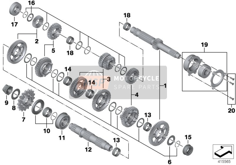 BMW S 1000 R 17 (0D52, 0D62) 2018 TRANSMISSION SHAFTS for a 2018 BMW S 1000 R 17 (0D52, 0D62)