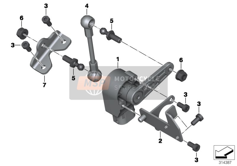 BMW S 1000 R 17 (0D52, 0D62) 2018 Hoogtesensor voor een 2018 BMW S 1000 R 17 (0D52, 0D62)