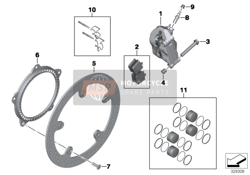 BMW S 1000 R 17 (0D52, 0D62) 2016 FRONT WHEEL BRAKE for a 2016 BMW S 1000 R 17 (0D52, 0D62)