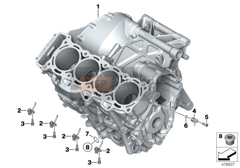 BMW S 1000 RR 10 (0507, 0517) 2010 ENGINE HOUSING for a 2010 BMW S 1000 RR 10 (0507, 0517)