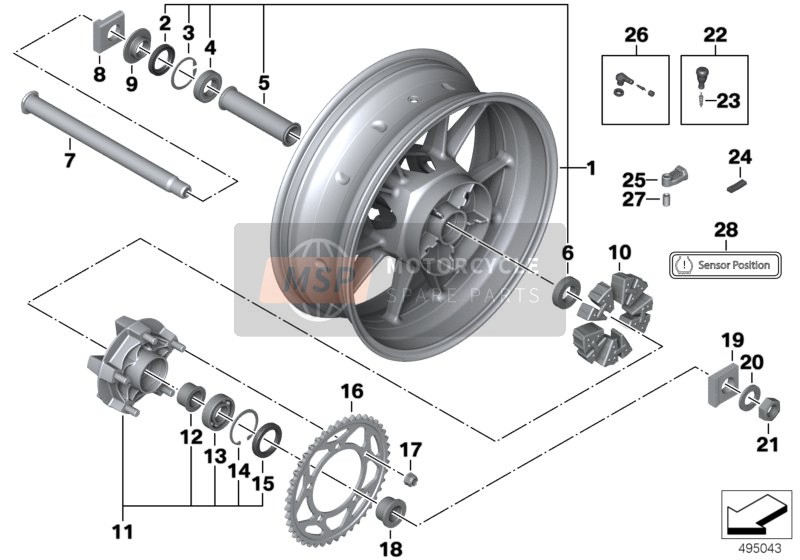 BMW S 1000 RR 12 (0524, 0534) 2014 CAST RIM, REAR for a 2014 BMW S 1000 RR 12 (0524, 0534)