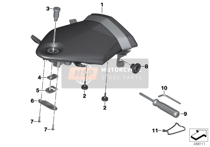 BMW S 1000 RR 12 (0524, 0534) 2012 Zitbank-achterdeel voor een 2012 BMW S 1000 RR 12 (0524, 0534)