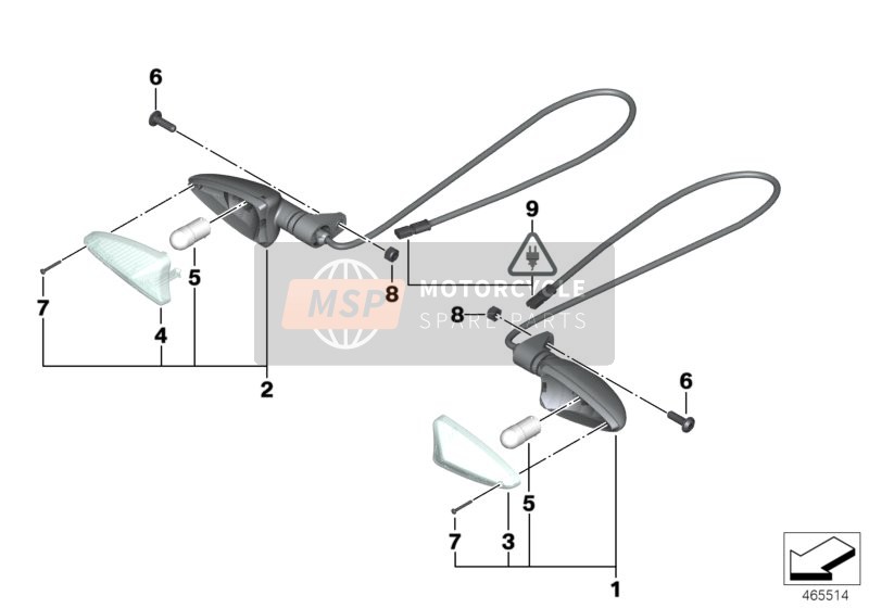 BMW S 1000 RR 12 (0524, 0534) 2014 Blinker, vorne für ein 2014 BMW S 1000 RR 12 (0524, 0534)