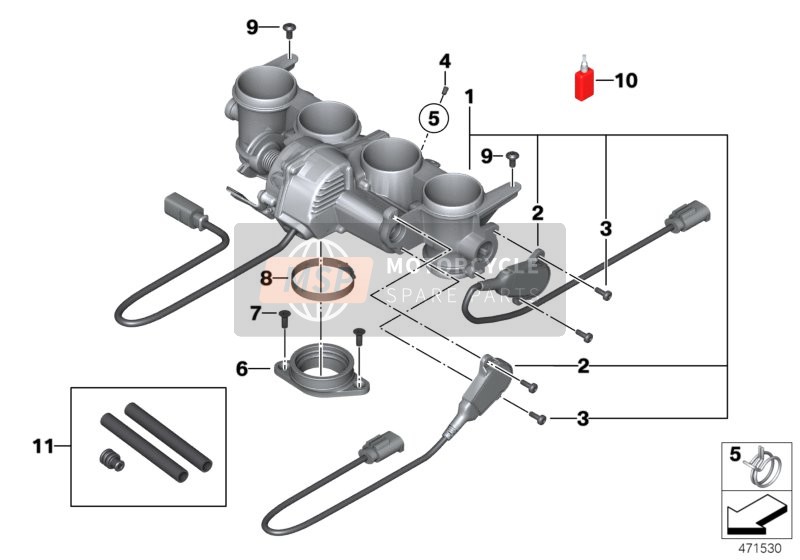 BMW S 1000 RR 12 (0524, 0534) 2014 Giunto per valvola a farfalla per un 2014 BMW S 1000 RR 12 (0524, 0534)