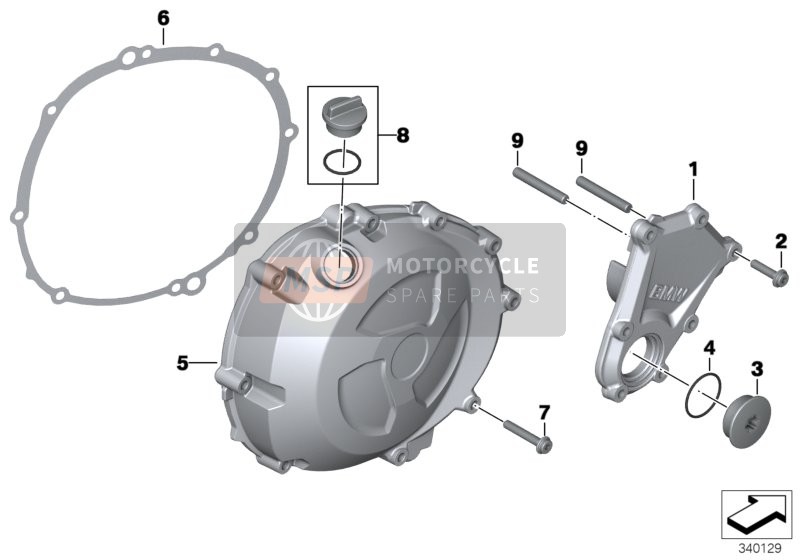 BMW S 1000 RR 15 (0D10, 0D21) 2013 ENGINE HOUSING COVER, RIGHT for a 2013 BMW S 1000 RR 15 (0D10, 0D21)