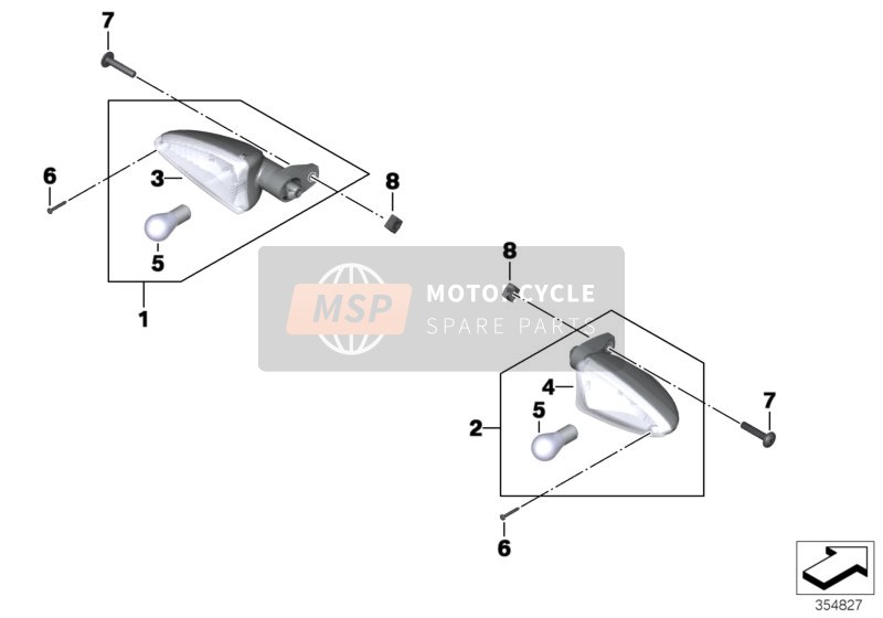 BMW S 1000 RR 15 (0D10, 0D21) 2013 Turn signals, rear for a 2013 BMW S 1000 RR 15 (0D10, 0D21)