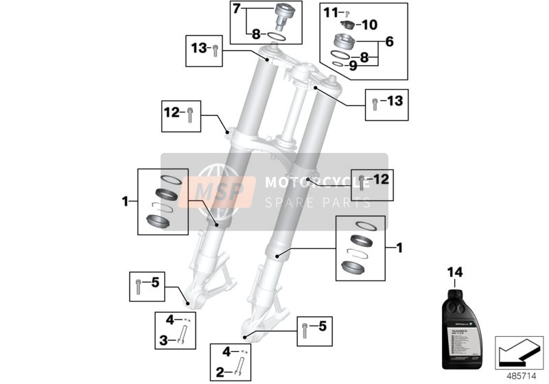 BMW S 1000 RR 15 (0D10, 0D21) 2013 Horquilla telescópica de servicio para un 2013 BMW S 1000 RR 15 (0D10, 0D21)