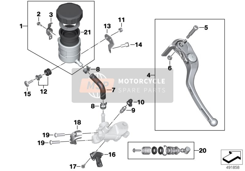 BMW S 1000 RR 15 (0D10, 0D21) 2014 Single parts, parking brake fitting for a 2014 BMW S 1000 RR 15 (0D10, 0D21)
