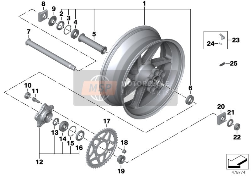 BMW S 1000 RR 17 (0D50, 0D60) 2016 FORGED WHEEL, REAR 2 for a 2016 BMW S 1000 RR 17 (0D50, 0D60)