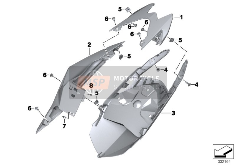 BMW S 1000 RR 17 (0D50, 0D60) 2018 Parte posteriore per un 2018 BMW S 1000 RR 17 (0D50, 0D60)