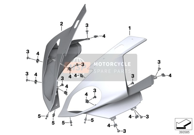 BMW S 1000 RR 17 (0D50, 0D60) 2016 Partie supérieure du panneau de garniture pour un 2016 BMW S 1000 RR 17 (0D50, 0D60)