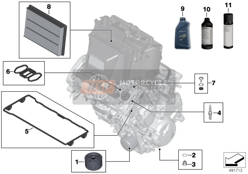 BMW S 1000 RR 17 (0D50, 0D60) 2016 Engine oil / Maintenance service for a 2016 BMW S 1000 RR 17 (0D50, 0D60)