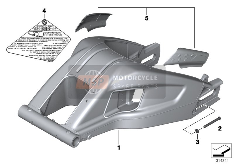 BMW S 1000 RR 17 (0D50, 0D60) 2018 Achterbrug voor een 2018 BMW S 1000 RR 17 (0D50, 0D60)