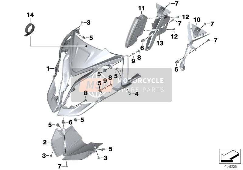 BMW S 1000 XR (0D03, 0D13) 2017 Voorkantbekleding voor een 2017 BMW S 1000 XR (0D03, 0D13)