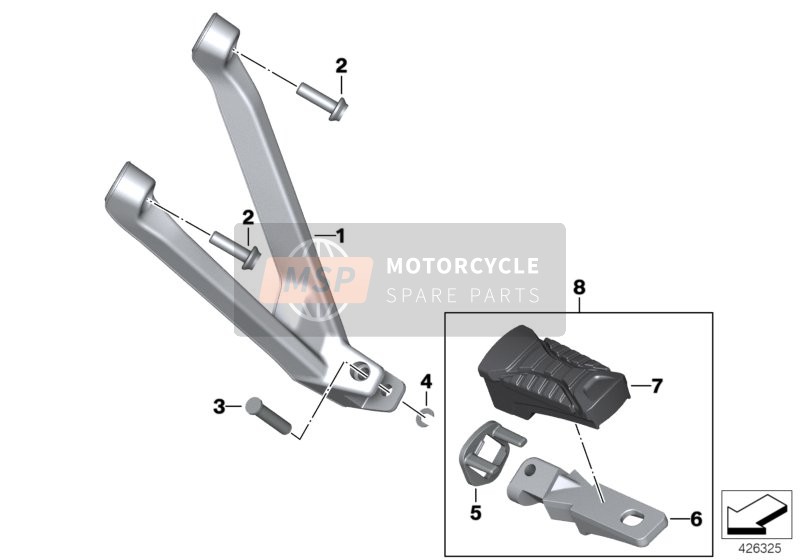 BMW S 1000 XR (0D03, 0D13) 2017 Repose-pieds arrière pour un 2017 BMW S 1000 XR (0D03, 0D13)