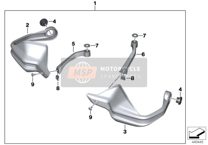 BMW S 1000 XR (0D03, 0D13) 2018 Set di protezioni per mani per un 2018 BMW S 1000 XR (0D03, 0D13)