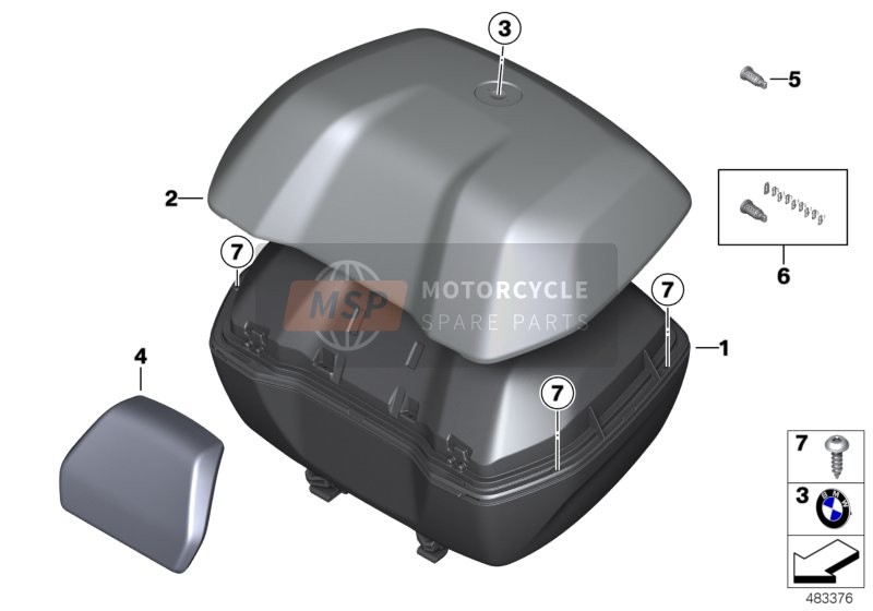 77439457185, Guscio Esterno Coperchio Topcase, BMW, 0