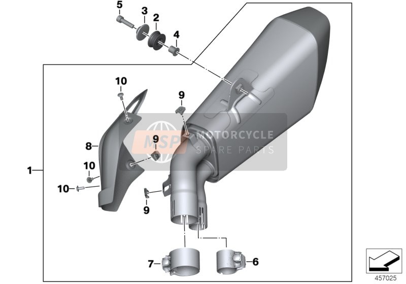 BMW S 1000 XR (0D03, 0D13) 2014 Rear muffler for a 2014 BMW S 1000 XR (0D03, 0D13)