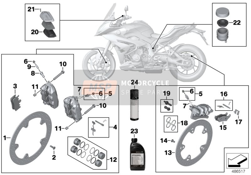 BMW S 1000 XR (0D03, 0D13) 2017 Remservice voor een 2017 BMW S 1000 XR (0D03, 0D13)