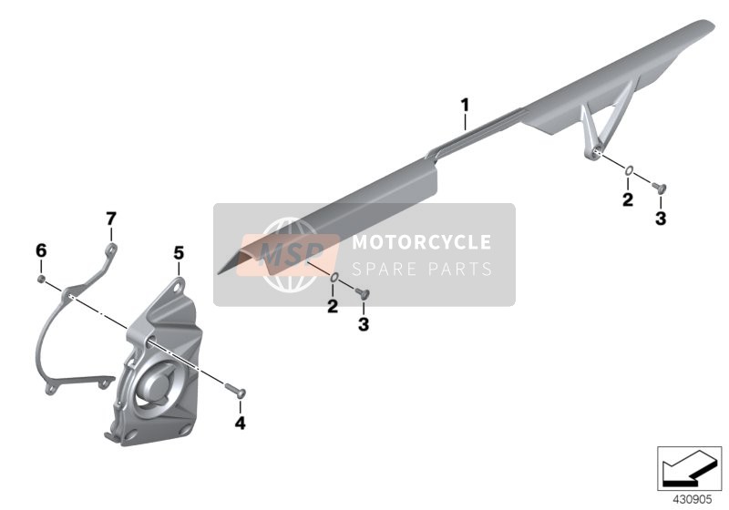 BMW S 1000 XR (0D03, 0D13) 2017 Kettingbeschermer 1 voor een 2017 BMW S 1000 XR (0D03, 0D13)