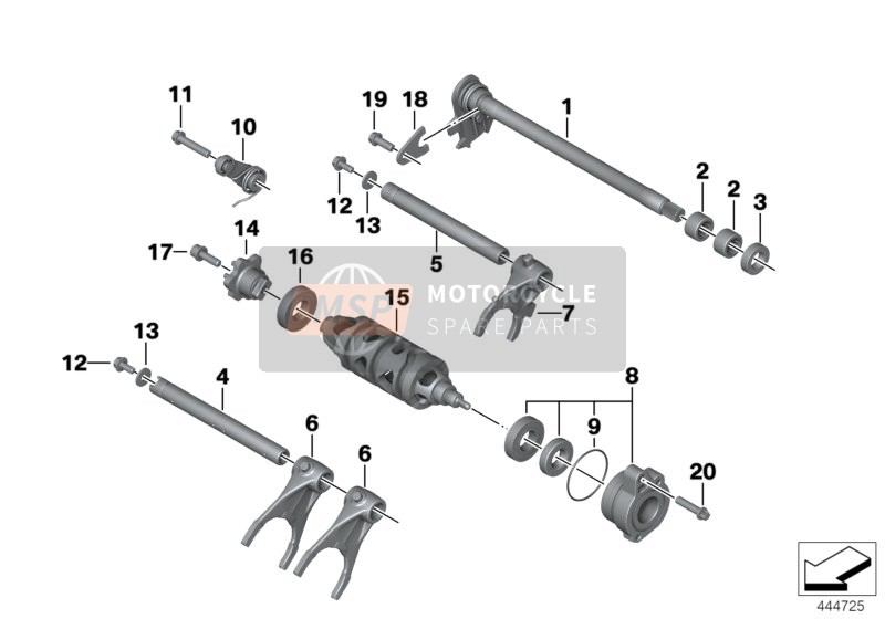 23009446431, Set Lagerhouder Schakelwals, BMW, 0