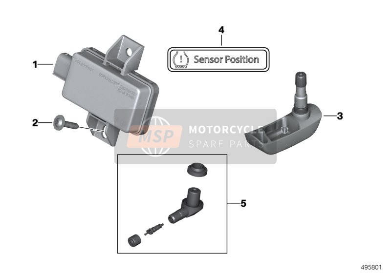 36318388689, Kit De Reparación Válvula Acodada Rdc, BMW, 0