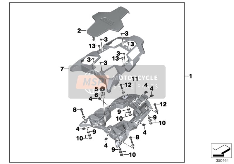 BMW R 1200 GS (0A01, 0A11) 2012 SET, LUGGAGE PLATE, REAR SEAT for a 2012 BMW R 1200 GS (0A01, 0A11)