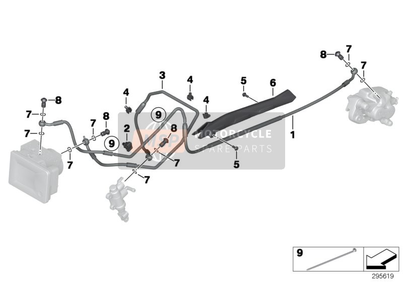 BMW R 1200 GS (0A01, 0A11) 2014 Tuberia de freno trasera para un 2014 BMW R 1200 GS (0A01, 0A11)