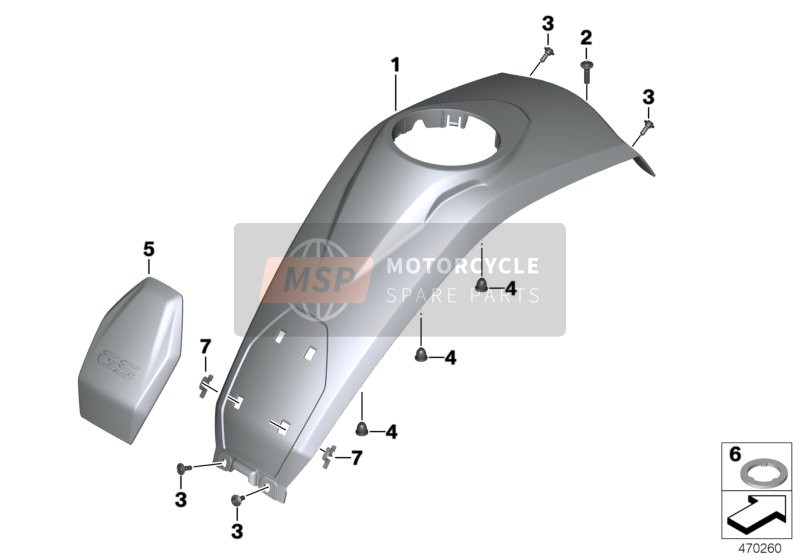 BMW R 1200 GS (0A01, 0A11) 2014 Cubierta del depósito centro para un 2014 BMW R 1200 GS (0A01, 0A11)